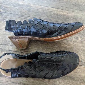 RIEKER SINA 78 BLACK LEATHER SLINGBACK SLIP ON - WOMEN'S EU 37 - US 6.5/7